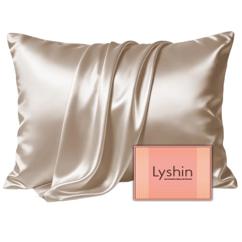 Image of LYSHIN Silk Pillow Cases Queen Size with Hidden Zipper, Champagne | 19 Momme Mulberry Silk Pillowcase for Skin and Hair, Anti-Acne, Hypoallergenic, Cooling, Beauty Sleep, Gifts for Women