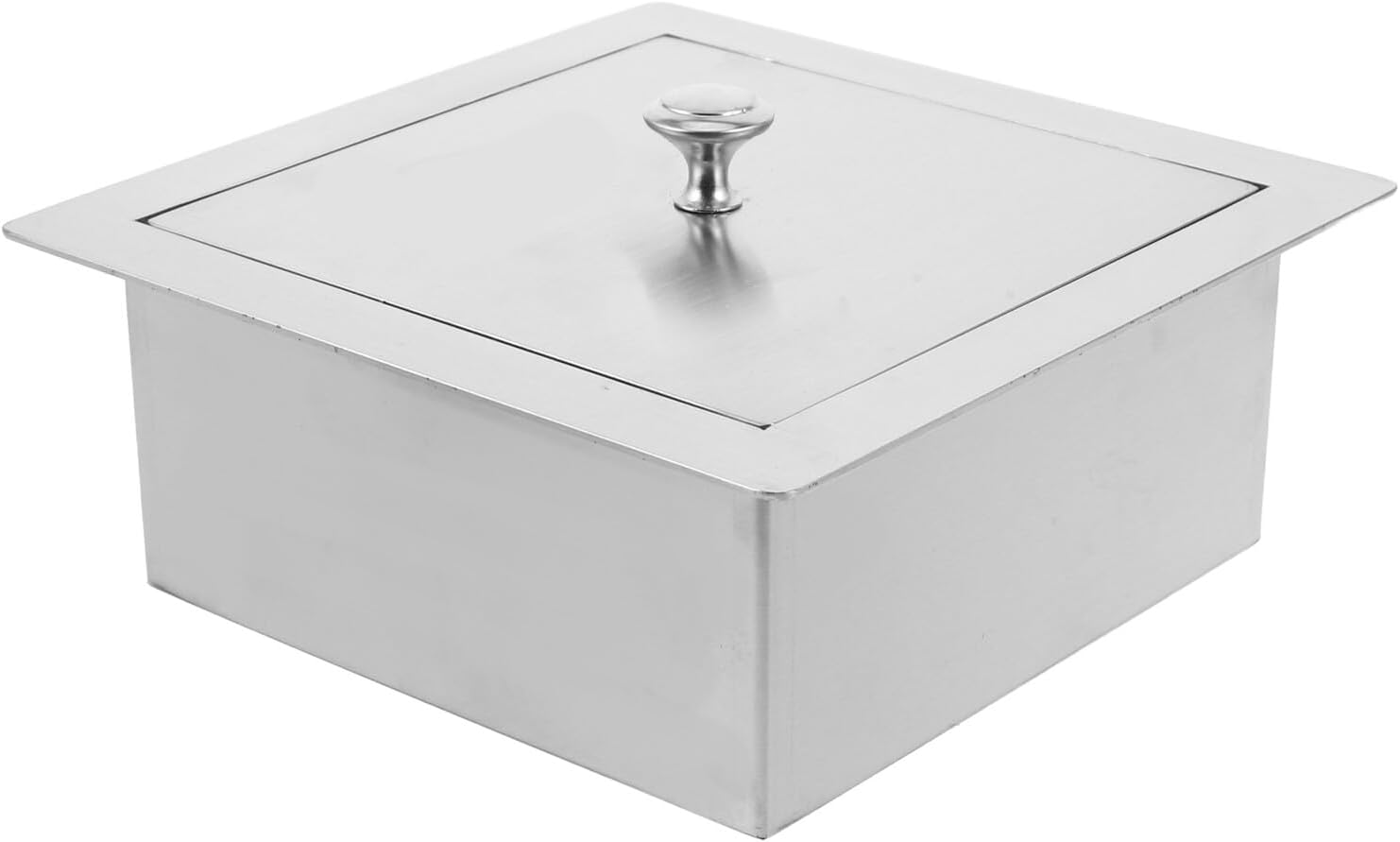 Uonlytech Stainless Steel Recessed Trash Can Lid with Swing Flap, Built-in Waste Bin Cover for Kitchen Countertop, Square 180t Opening for Home and Commercial Use