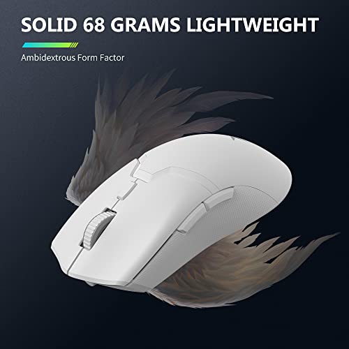 Image of DeLUX M800PRO Wireless Gaming Mouse, Rechargeable Lightweight Computer Mouse, with PAW3395 Sensor 26000DPI, Tri-Mode, Huano Pink Switches, Matt UV Coating (White)