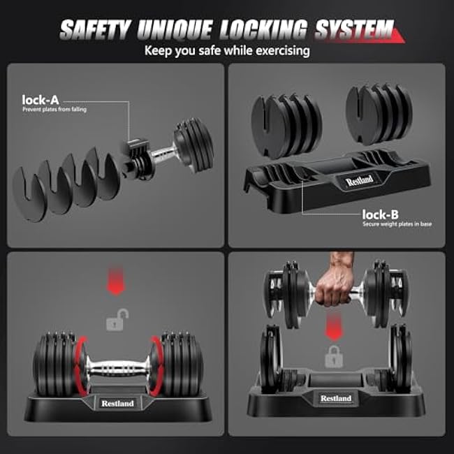 Adjustable Dumbbell Set of 2 Anti-Slip Handle 5 Different Free Weights Per Dumbbell for Men Women Home Workout Gym