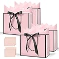 AMFUN Sacchetti Regalo Eleganti, 4 Sacchetti Regalo in Carta con 4 Veline e 4 Biglietti, Sacchetti Regalo con Maniglia e Nastro Sacchetti di Carta per Compleanno, Matrimonio, 20 x 28 x 10 cm