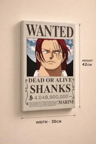 Image of 0ne Pieece Anime Posters | Size - 42 X 32 cm | Premium Matte Wall Art | Lufffy, Zooro, Sanjji | A3 Size | BOND VERSE (Red-Haired Shankss Wanted Poster)