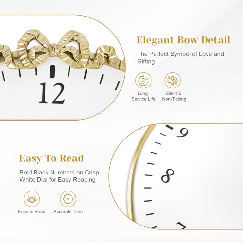 20 inch Vintage Gold Bow Wall Clock product