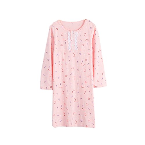 Girls Nightgown Nightshirt Long Sleeve Sleepwear Cotton Princess Pajamas Dress Toddler Cute 4-13 Years