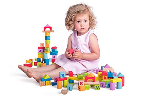 WOODY_ Pastellfarbe Würfel mit Alphabet und Zahlen