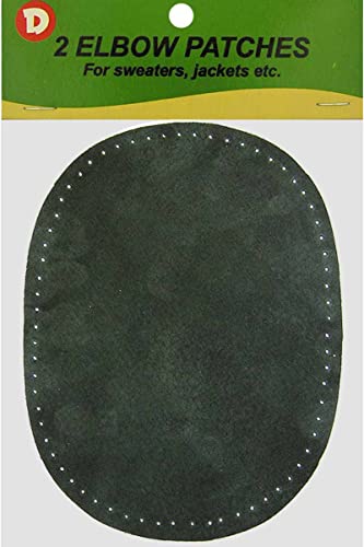2 Sew-on Dark Green Suede Elbow Patches Size 4 1/2 in x 5 3/4 in (BDA)