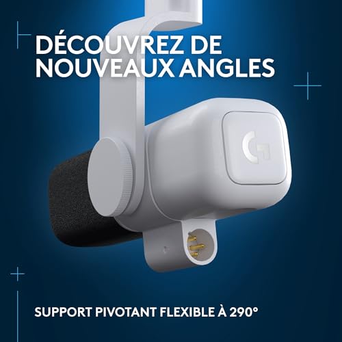 Logitech G Yeti Studio Microphone Gaming de Diffusion XLR Actif et Dynamique, préamplificateur Actif ClearAmp, Capsule à Double diaphragme, Antichoc Interne - Blanc