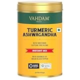 VAHDAM, Cúrcuma Ashwagandha Mix Latte (100g, 40 Tazas) Sin Cafeína Con Curcumina, Cúrcuma En Polvo Y Ashwagandha | Leche Dorada En Polvo | Preparar Caliente, Frío O Con Leche