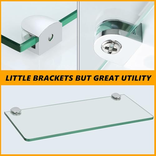 Alise Glass Shelf Bracket Adjustable Shower Brackets,Heavy Duty Clamp Holder For 5-8Mm Glass Shelves,Wall Mount Clamps Clip Support Hardware Replacement Parts,Bl3008-4P Polished Chrome Pack Of 4 thumb #3