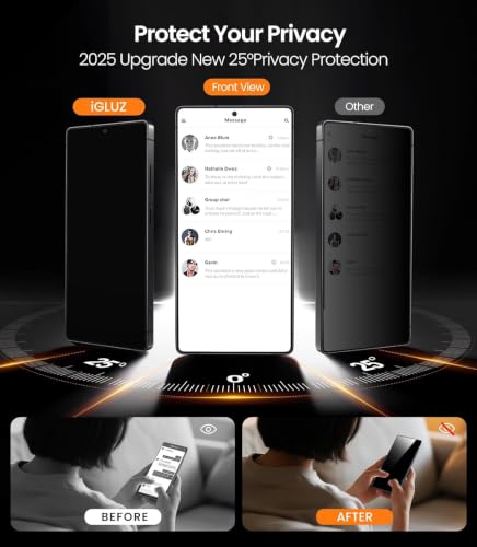 Image of iGluz Privacy Screen Protector for Samsung Galaxy S24 Ultra | Anti-Spy Privacy Guard | Fingerprint Compatible | HD Clear Display | Full Coverage | Pack of 1