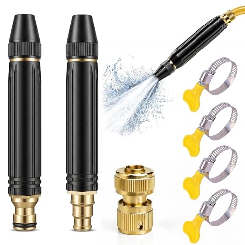 Kit 2 Embout de Buse D'arrosage Haute Pression, Buse Tuyau Haute Pression, Jet Réglable, Accessoires Tuyaux D'arrosage Outils Nettoyage, Pour Arrosage de Plantes, Légumes et Lavage Auto