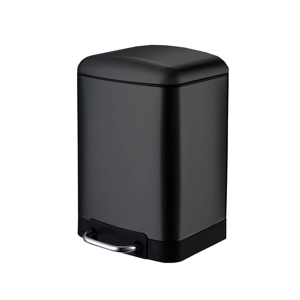 Cubo de basura alto para cocina, con tapa, clasificación de acero inoxidable con tapa, pedal, baño, sala de estar, cocina, dormitorio (negro, 12 L)