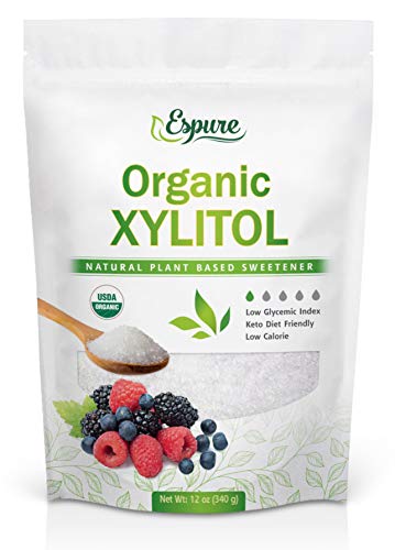 Organic Xylitol - USDA Certified Plant Based Sweetener, Low Glycemic Index, Keto, Sugar Substitute; 12 Oz