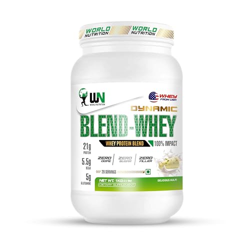 Image of Dynamic Blend Whey Protein | 21g Protein, 5.5g BCAA & 5g Glutamine | Muscle Building, Recovery, Lean Mass & Strength Support | Delicious Kulfi Flavor - 1kg