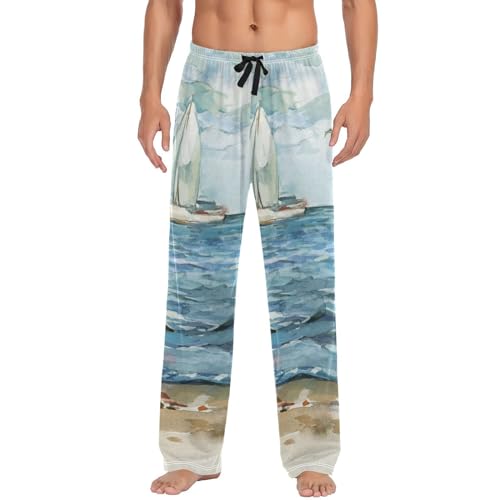 Oyihfvs Men's Pajama Pants, Cotton Pants, Elastic Waistband With Pockets (S-2XL)2