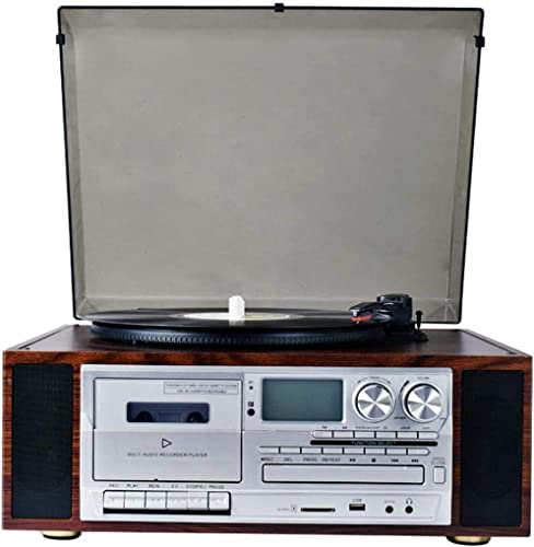 Reproductor de Vinilo Vintage, Tocadiscos de Vinilo Bluetooth Tocadiscos de 3 velocidades accionado por Correa Tocadiscos Retro Altavoces estéreo incorporados Altavoz estéreo Incorporado