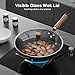 Todlabe Nonstick Wok, 13-Inch Carbon Steel Wok Pan with Glass Cover, Woks & Stir-Fry Pans for Induction, Electric, Gas, Halogen, All Stoves
