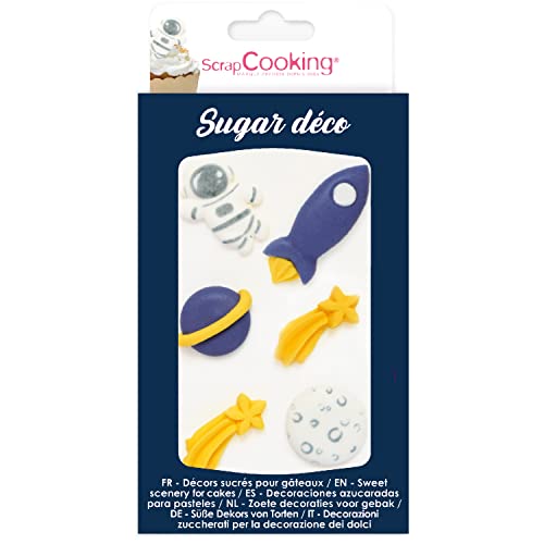 ScrapCooking - Weltraum-Zuckerdekorationen - Essbare Zucker Tortendeko - Deko für Cupcakes, Backwaren, Desserts, Kuchen, Kekse - Geburtstage - Raumschiff Astronaut Stern - 6985