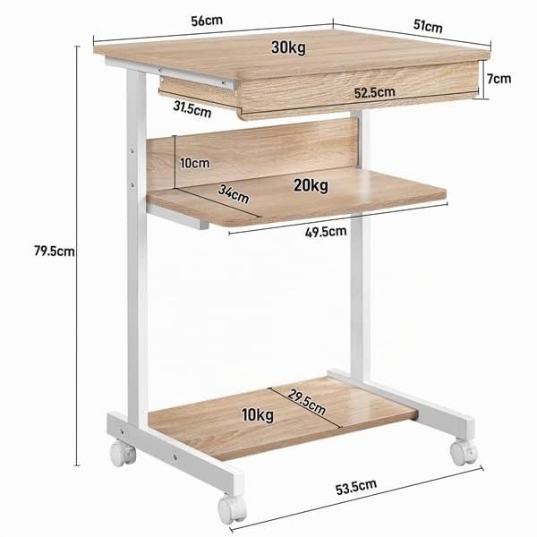 Scrivania Angolare da Ufficio per Computer Scrivania ad Angolo 56 x 51 x 79,5 cm Mobile Studio Porta pc con Ruote Tastiera Scorrevole Postazioni da Lavoro (Grigio)
