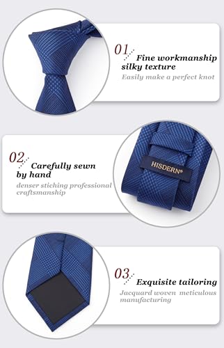 Image of HISDERN Ties for Men Solid Houndstooth Neckties Handkerchief Formal Business Tie & Pocket Square Set Wedding Party