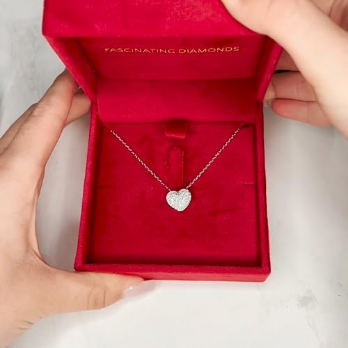 3/8 Carat Round Cut Lab Grown Diamond Cluster Classic Heart Pendant 925 Sterling Silver/10K Gold For Her With 18 Inch Chain (E-F-G, VS1-VS2, 0.40 c.t.w)4