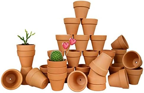 My Urban Crafts 32 Pcs Small Mini Clay Pots 2'' Mini Terra Cotta Pots Clay Ceramic Pottery Planters Cactus Flower Pots Succulent Nursery Pots - Great for Tiny Plants, Crafts, Wedding Bridal Favors