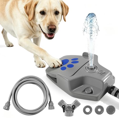 Outdoor Dog Water Fountain Paw Activated Pet Water Dispenser Step On Dog Sprinkler Dog Drinking Station for Medium Large Dogs Yard & Garden - Hose Connected No Tank Design