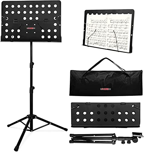 5 Core Sheet Music Stand -Dual Use Professional Portable Music Stand With Carrying Bag, Metal Desktop Tripod Music Book Stand & Orchestral Sheet Stand, Folding Adjustable Heavy Duty For Performance #TOP11