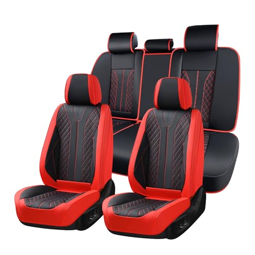 Image of FLORICH Car Seat Covers Front Seats and Back Faux Leather Seat Cover Waterproof Seat Covers Car Seat Cushion 5 Seats Car Seat Protector Universal Fit for Most Cars SUV Trucks, Black&Red