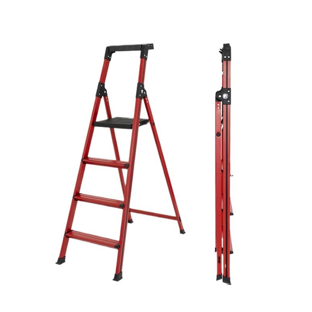step ladder Household Ladder 4-Step A-Frame Climbing Storage Maintenance Portable Foldable Tool Shelf Wide Pedals garage step ladder