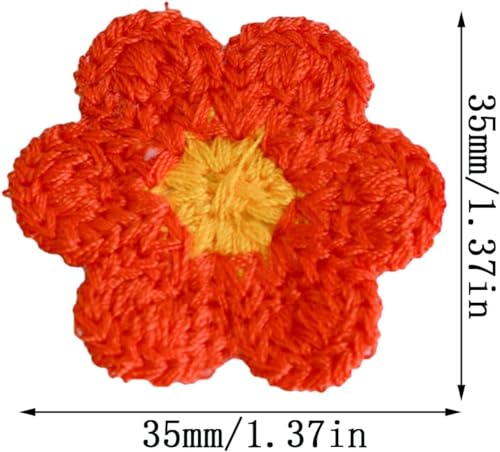 30Pcs Flower Patches, 6 Colors Daisy Sew On Embroidered Appliques, Cute Valentines to Crochet Flowers for Clothes Backpacks Jeans Hat Hair Clips Decorative Embroidered Appliqué Patches (1.96inch) - Thumbnail 2