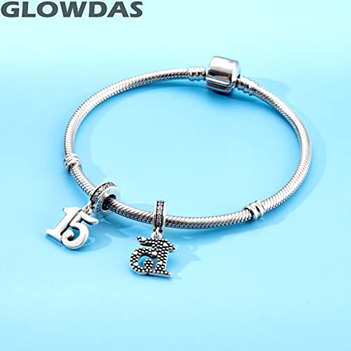 15Th Birthday Dangle Charms Fits Pandora Bday Bracelet Necklace, 925 Sterling Silver 15 Anniversary Pendant Beads With Cz Birthstones, Number 15 Years Gifts For Boy/Girl/Son #TOP1