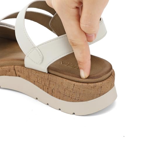 Image of UBFEN Womens Low Wedge Walking Sandals with Arch Support | Open Toe Sandals Adjustable Instep and Ankle Straps for Summer Everyday Outfits, Travel,Vacation