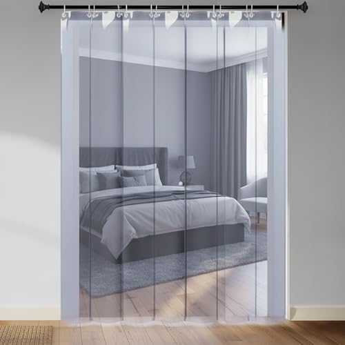 Image of The Furnishing Tree Transparent PVC AC Strip Curtain 8 Ft Long - Set of 6 Strips (9 inch / 22.86 cm Width Each), 0.5mm Thickness Door Curtain for Home, Balcony & AC Room