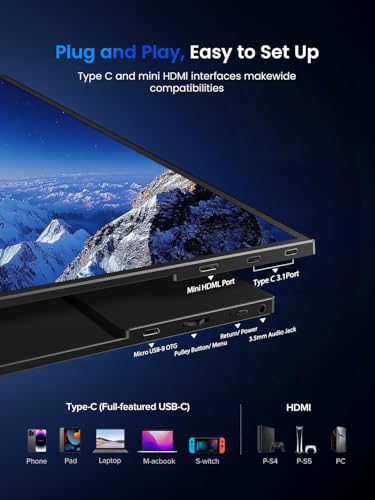 Monitor Portatile 2.5K 120Hz 16 Pollici Mobile Display Corpo in lega di alluminiocon con VESA & Custodia Protettiva, 2560 * 1600 16:10 1200:1 500Nits Schermo da Gioco per PC Laptop Telefon - Monitor - Immagine 7