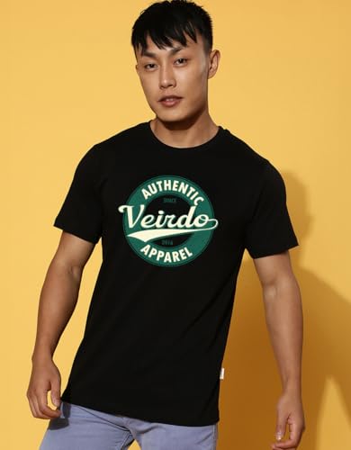 Image of Veirdo Men's T-Shirt Regular Fit Round Neck Pure Cotton Half Sleeve Graphics Printed T-Shirt Different Size Range S to 2XL