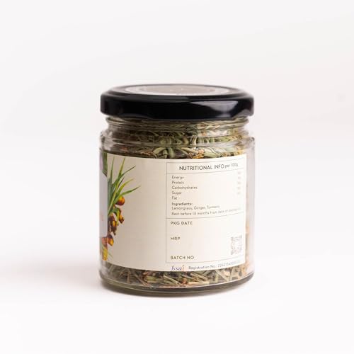 Image of Himalayan Haat Lemongrass, Ginger & Turmeric Infusion - Caffeine-Free Herbal Tea Blend for Immunity, Digestion & Inflammation Relief | Rich in Antioxidants | 30g