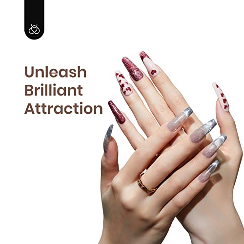 Beetles Gel Nail Polish Kit, 6 Colors Holographic Laser Cat Eyes Gel Polish Set Red Navy Blue Purple Glitter Black Nail Polish With Magnet Soak Off Led Nail Lamp Cured Manicure Kits Diy Home For Women #TOP5