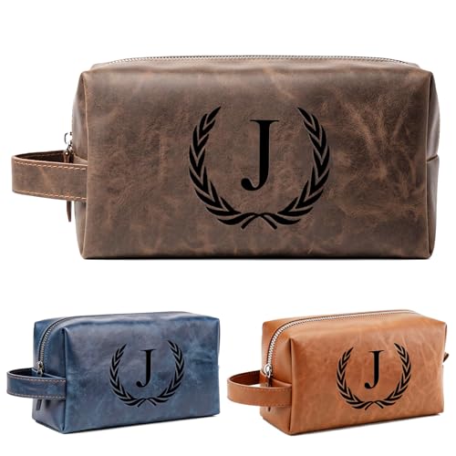 Personalized Leather Travel Toiletry Bag Gifts for Men Him Engraved