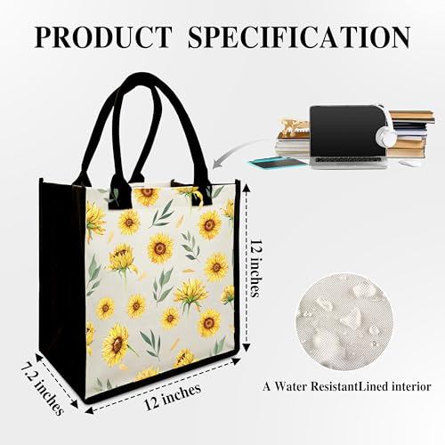 Bolso de lona con flores para playa y hombro miniatura 3