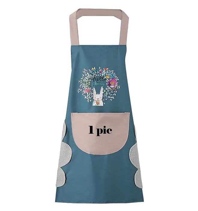 Finalize Waterproof Kitchen Apron for Women with Big Front Pocket Hand-Wiping Towel | Comfortable Wear-Resistant Chef Apron for Cooking