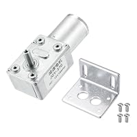 sourcing map DC 12V 18 RPM Reversible Schneckengetriebemotor Reduziermotor 6 mm D-Form Schaft Hohes Drehmoment Getriebe mit Befestigungsbügel Reduzierung Elektromotor für Kehrmaschinen, Drucker, Öfen – Ansicht 1