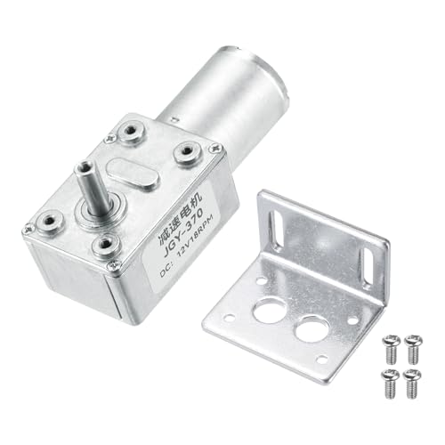 sourcing map DC 12V 18 RPM Reversible Schneckengetriebemotor Reduziermotor 6 mm D-Form Schaft Hohes Drehmoment Getriebe mit Befestigungsbügel Reduzierung Elektromotor für Kehrmaschinen, Drucker, Öfen