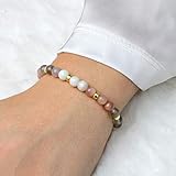  Echtes Mondstein Armband Damen, elastisch, 925 Silber oder vergoldet, perfekte Geschenk-Idee für Frauen