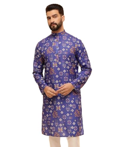 Sojanya (Since 1958 Men'S Cotton Linen Geometric Printed Only Long Kurta