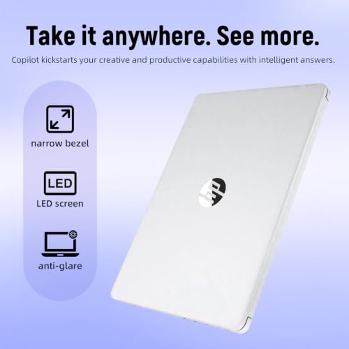 Image of HP 14 inch HD Laptop, Intel N150, 4GB RAM, 384GB Storage (128GB UFS + 256GB SD Card), 720p Webcam, Slim Design, WiFi 6, Student Business Computer, 1 Year Office 365, Win 11 Home S, Natural Silver