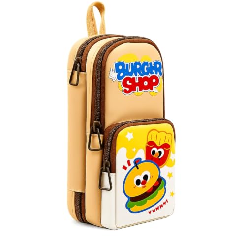 Image of Invite Enterprise Double Zipper Pencil Pouch for Kids | Large Capacity Stationery Organizer | Multi-Compartment Pencil Case for School, Office & Travel | Cute Food Theme Design
