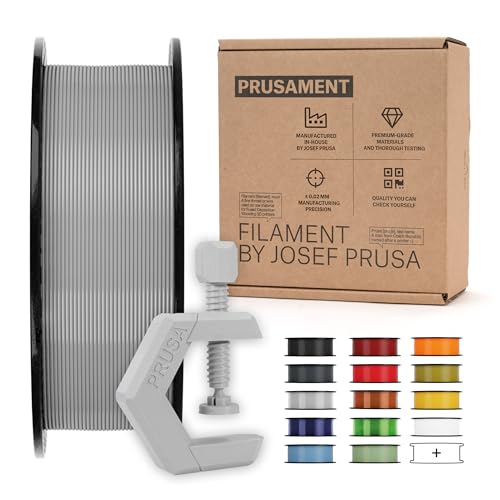 Image of Prusament 3D Printer Premium Filament PETG Urban Grey 1.75mm - 1kg Spool - High Precision ±0.02 mm - Low Stringing - Strong Layer Bond - No Tangling - Ideal for Beginners & Professionals
