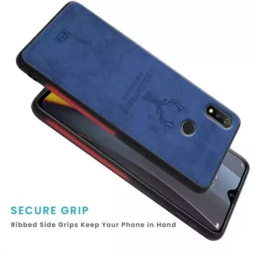 Image of REALCASE Realme 3 Pro Back Cover Case Stylish | Deer Fabric 3D Full Protective Side Grip Bumper | Shock Proof Case Back Cover for Oppo Realme 3 Pro (Blue)
