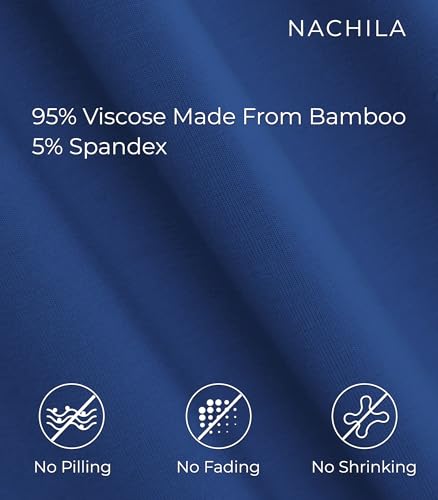 Image of NACHILA Mens Pajamas Set Long Sleeve Henley Sleepwear Top Soft Jogger Pants Pajamas Cool Pjs Set,Viscose Made from Bamboo